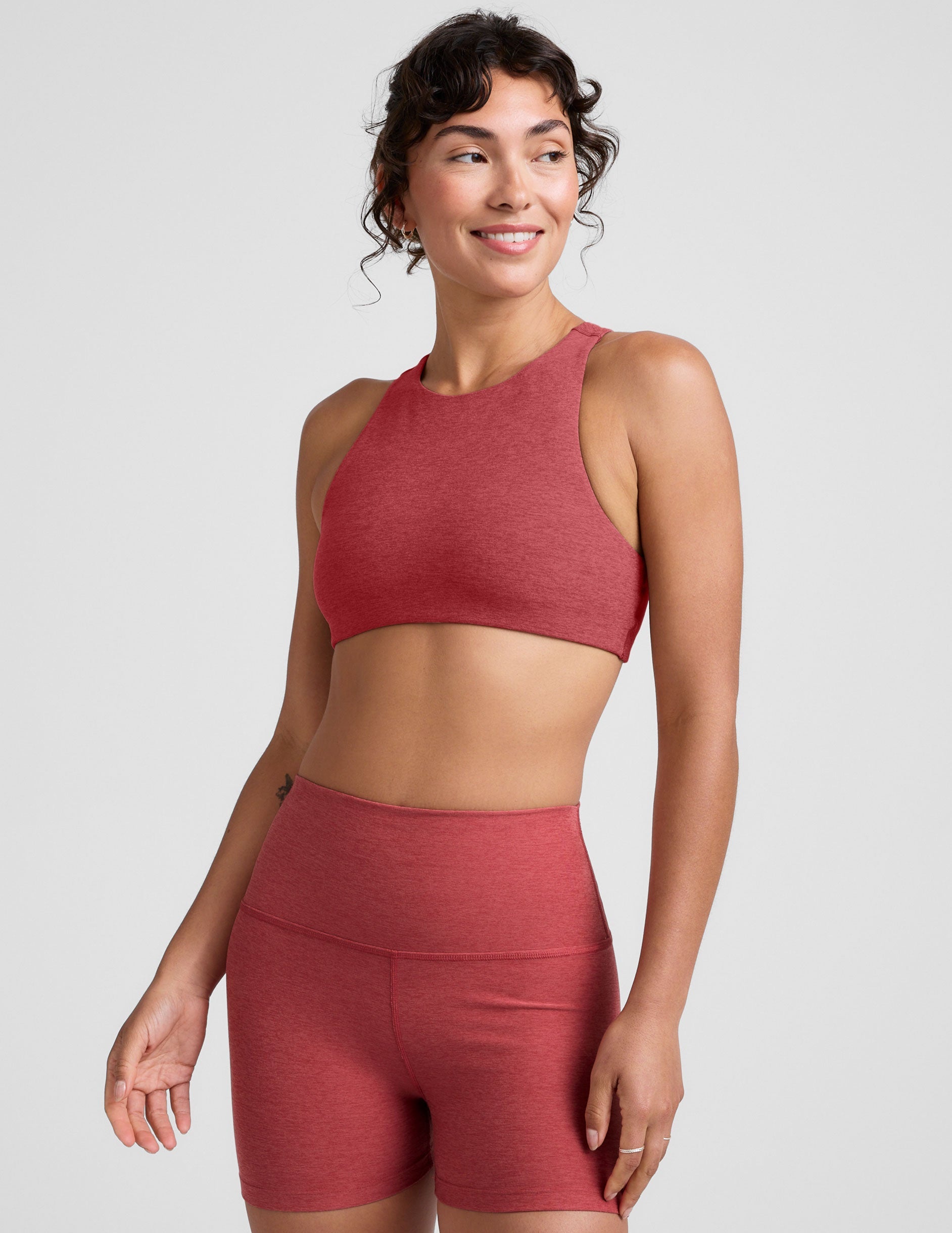 Soft High-Neck Racerback Sports Bra for Yoga & Active Lifestyles