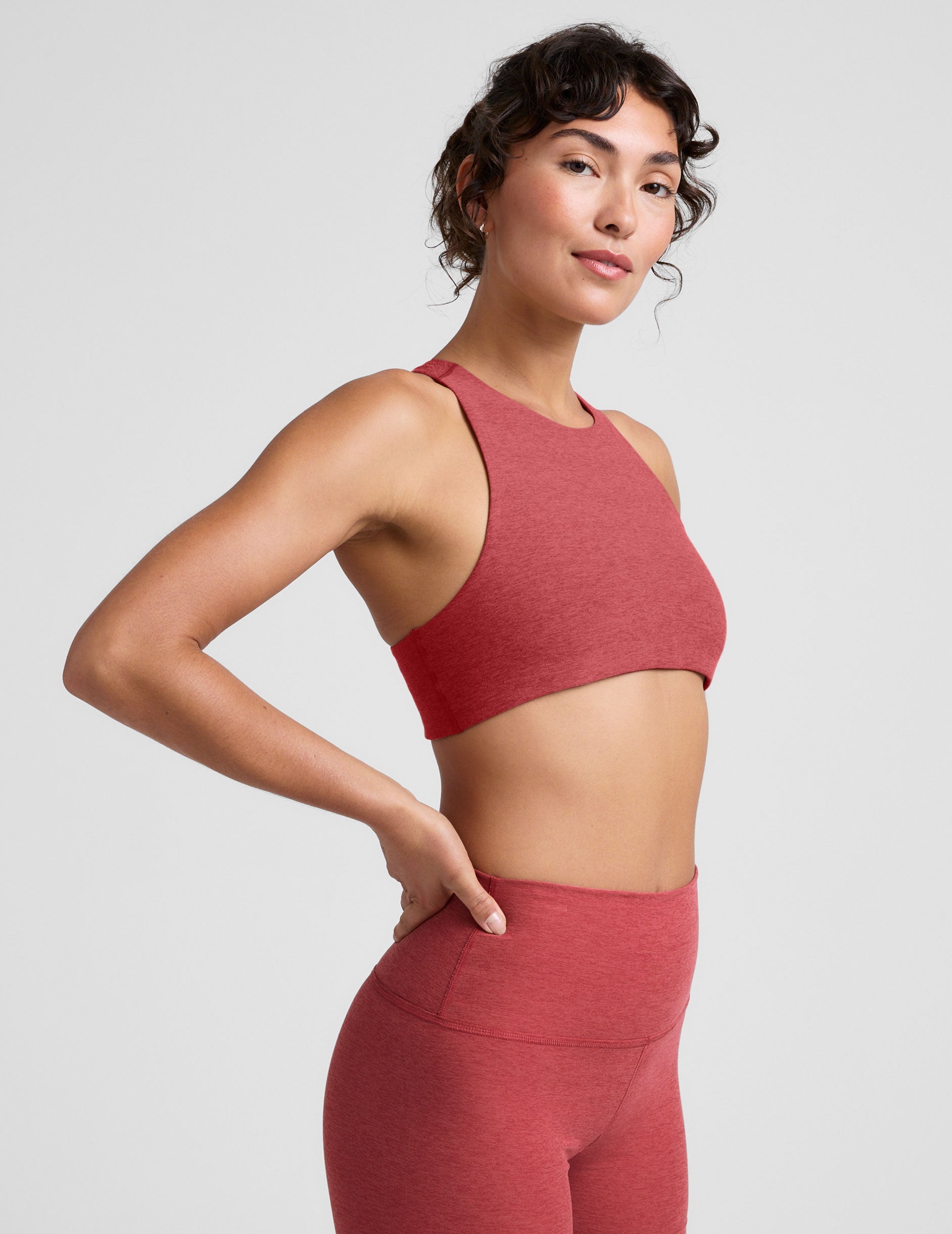 Soft High-Neck Racerback Sports Bra for Yoga & Active Lifestyles