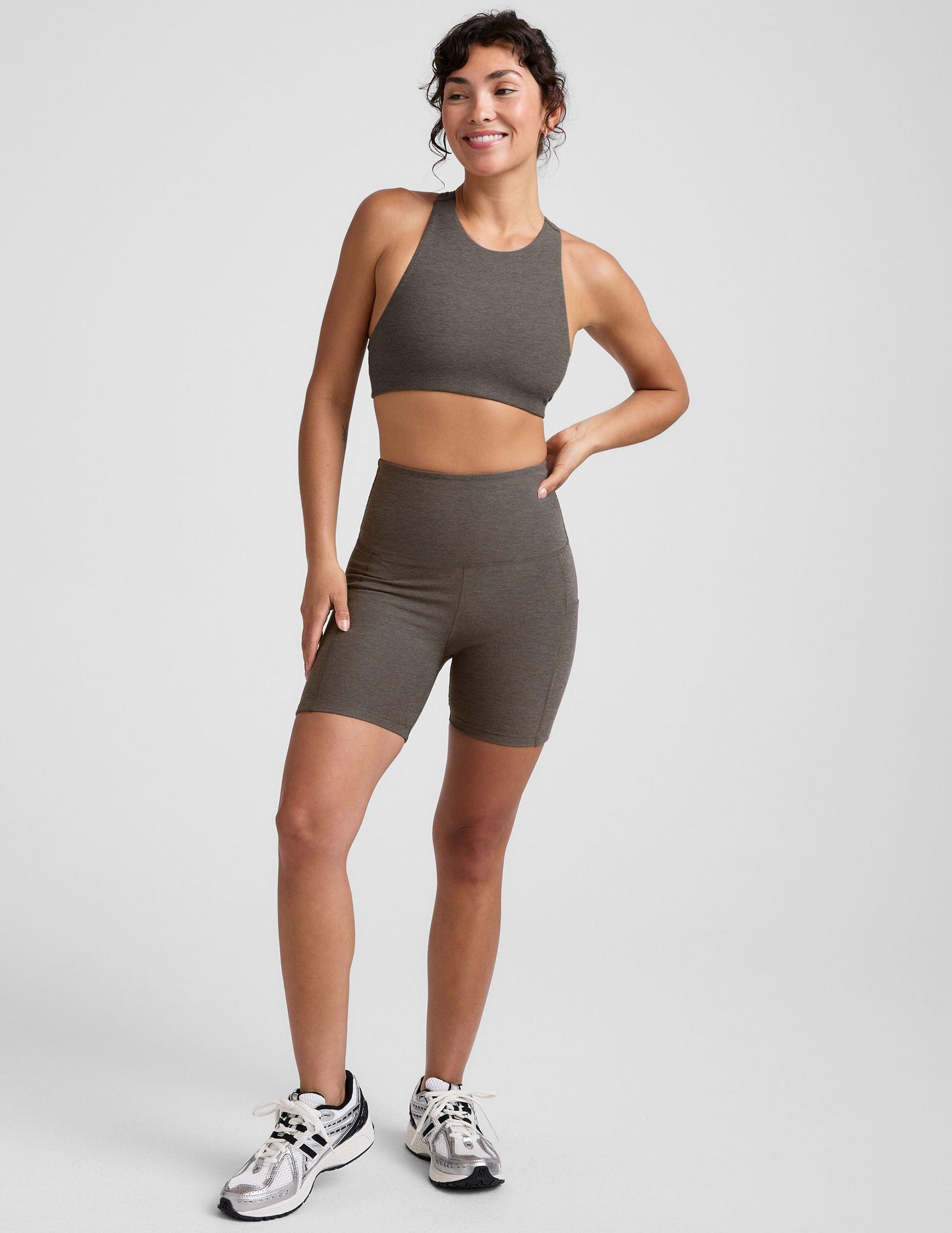 Spacedye Refocus High-Neck Racerback Bra - True Gray Heather Active Support