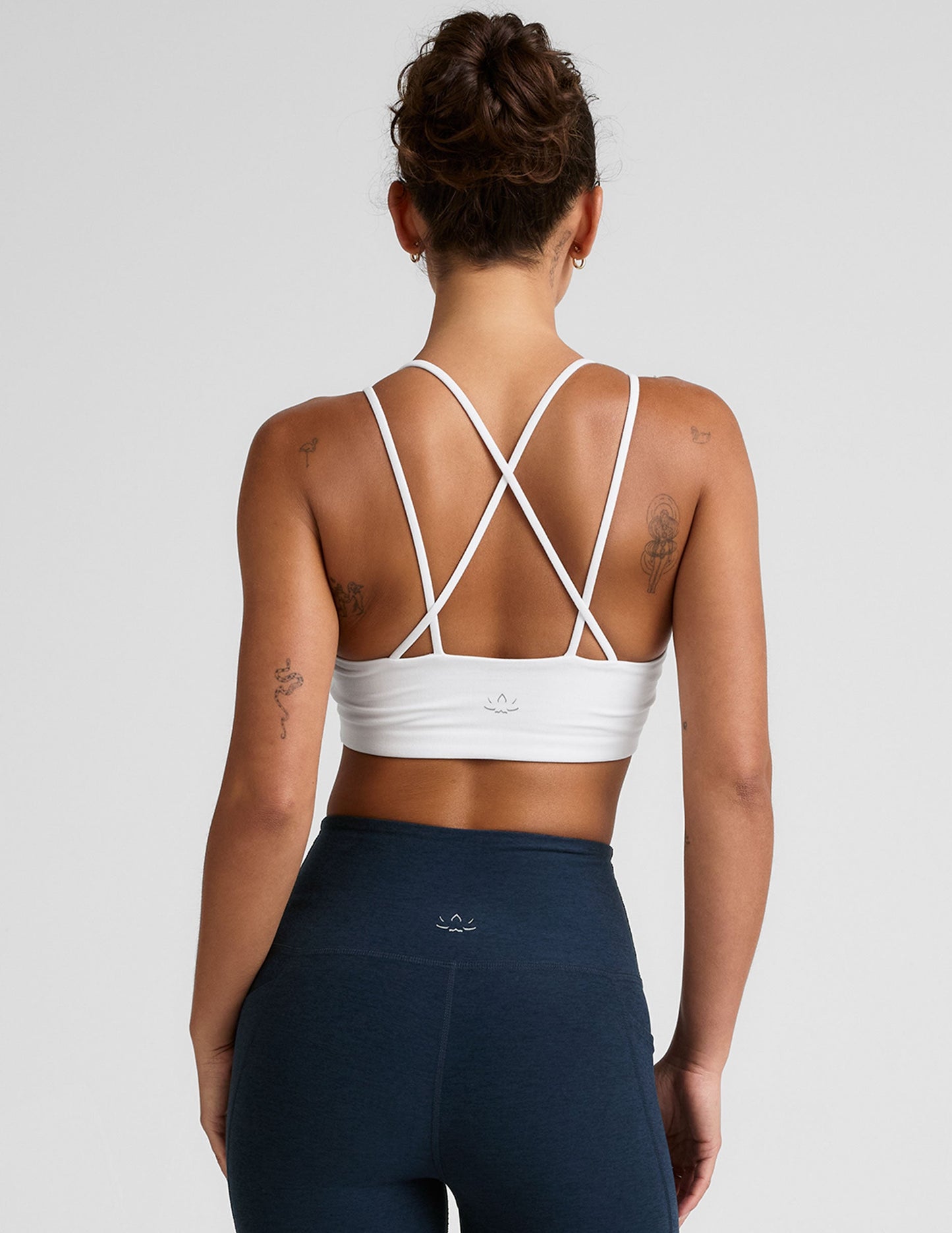 Cloud White Spacedye V-Neck Crisscross Strap Medium Support Bra