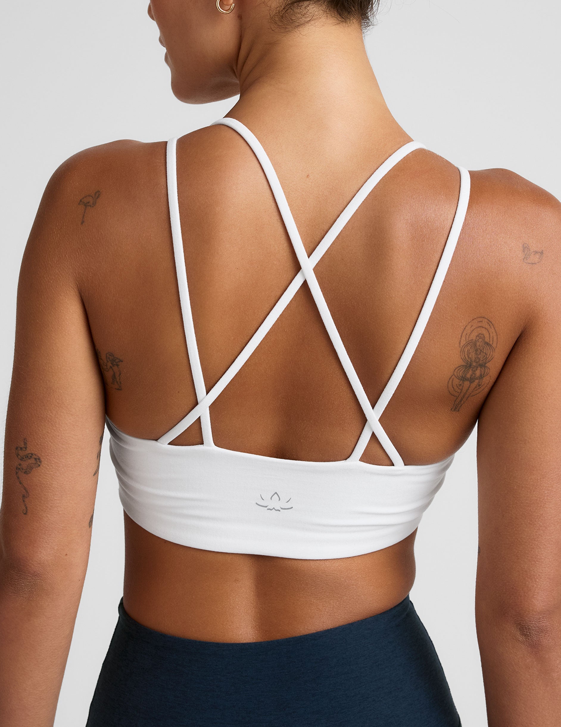 Cloud White Spacedye V-Neck Crisscross Strap Medium Support Bra