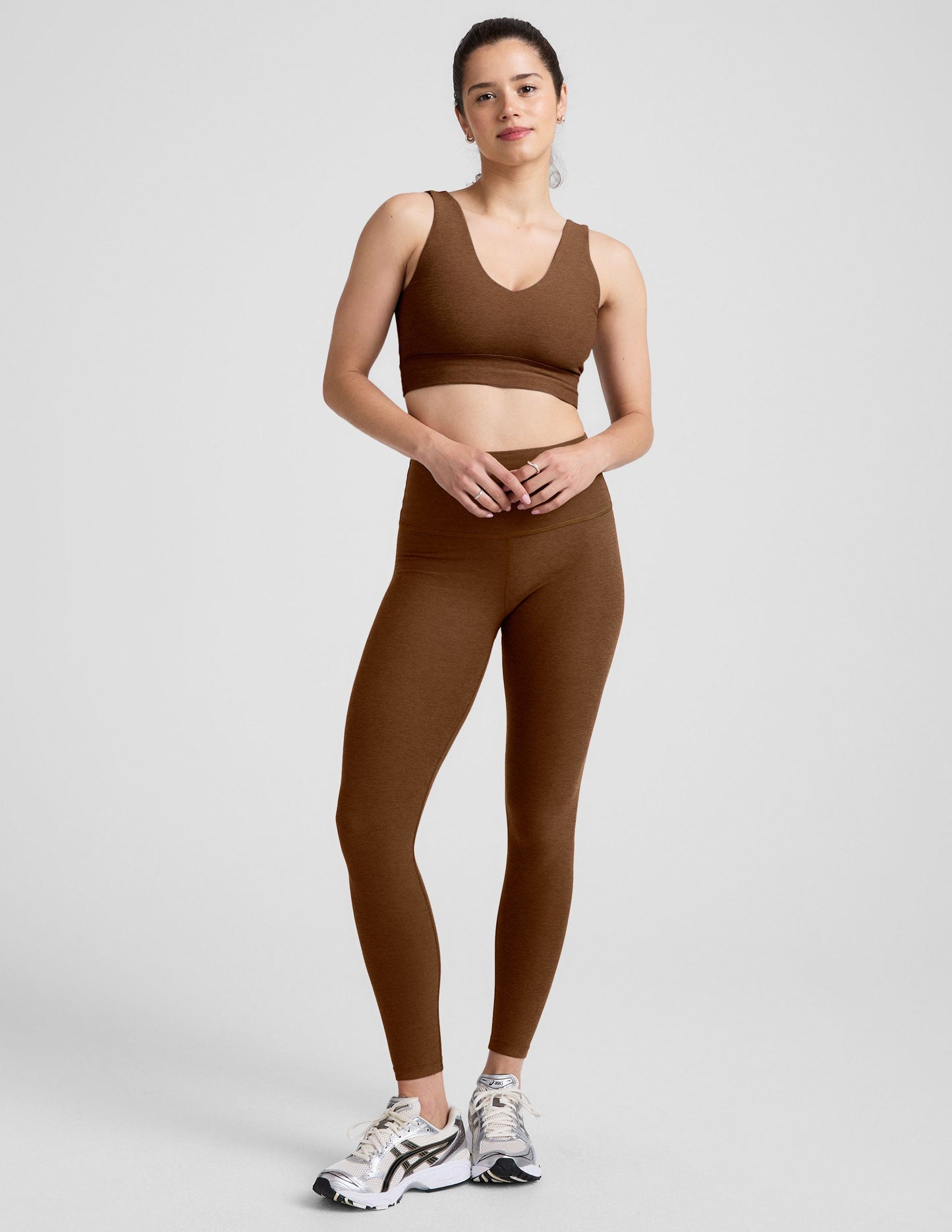 Ultra-Soft Spacedye Long Line V-Neck Bra for Yoga and Comfort