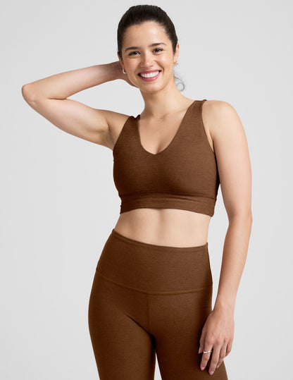 Ultra-Soft Spacedye Long Line V-Neck Bra for Yoga and Comfort