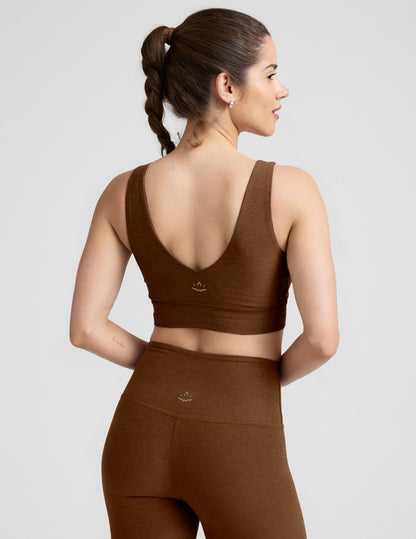 Ultra-Soft Spacedye Long Line V-Neck Bra for Yoga and Comfort