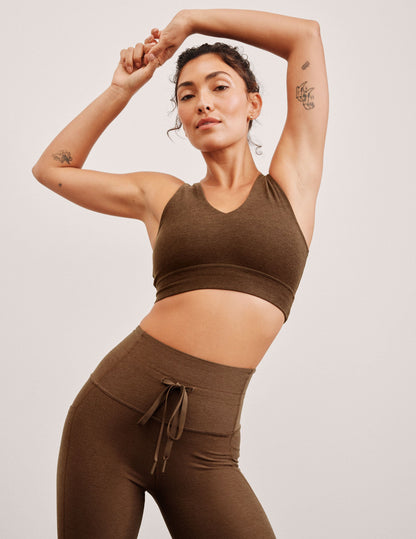 Ultra-Soft Spacedye Long Line V-Neck Bra for Yoga and Comfort
