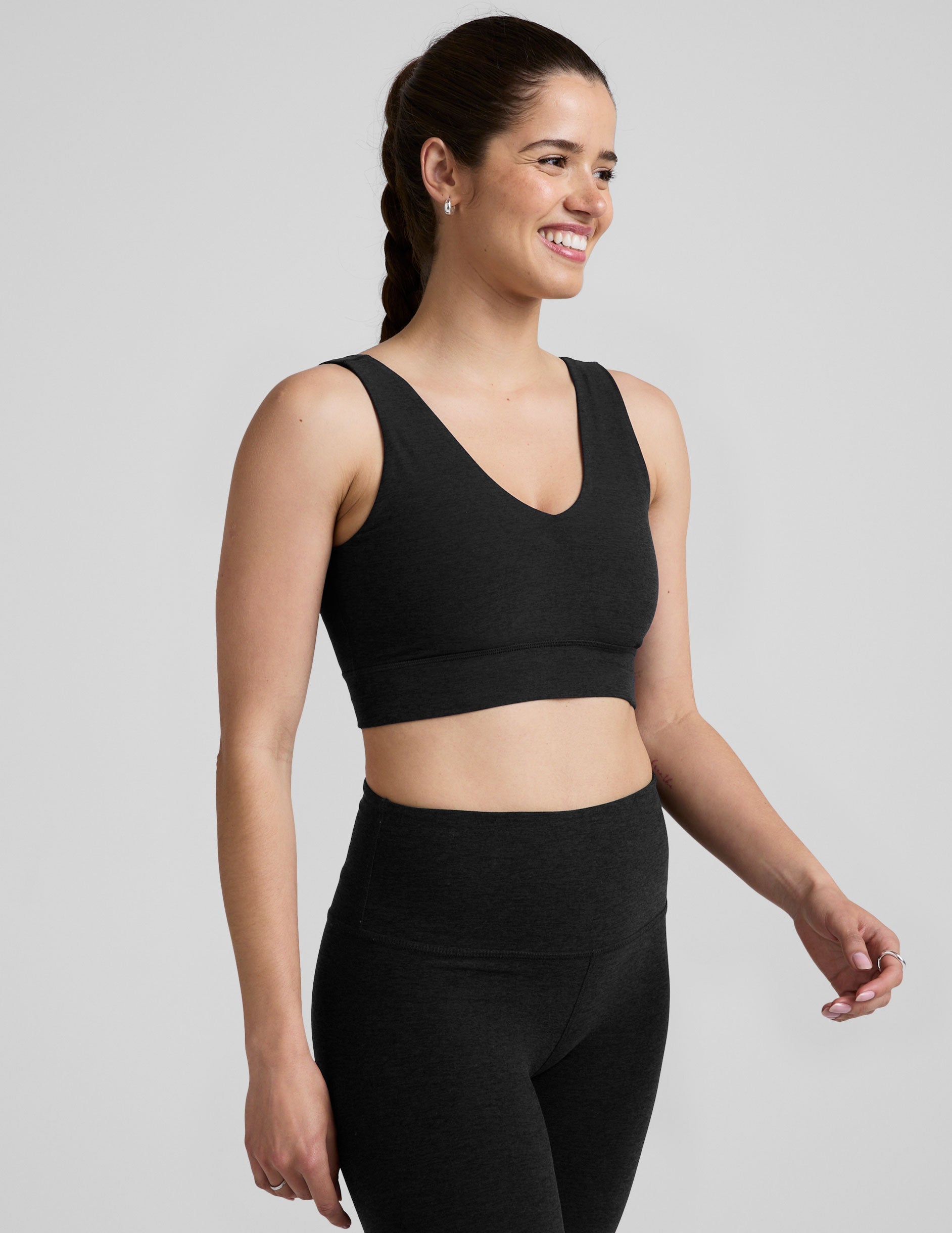 Spacedye Good Day Long Line Bra: Soft V-Neck, Built-in Support