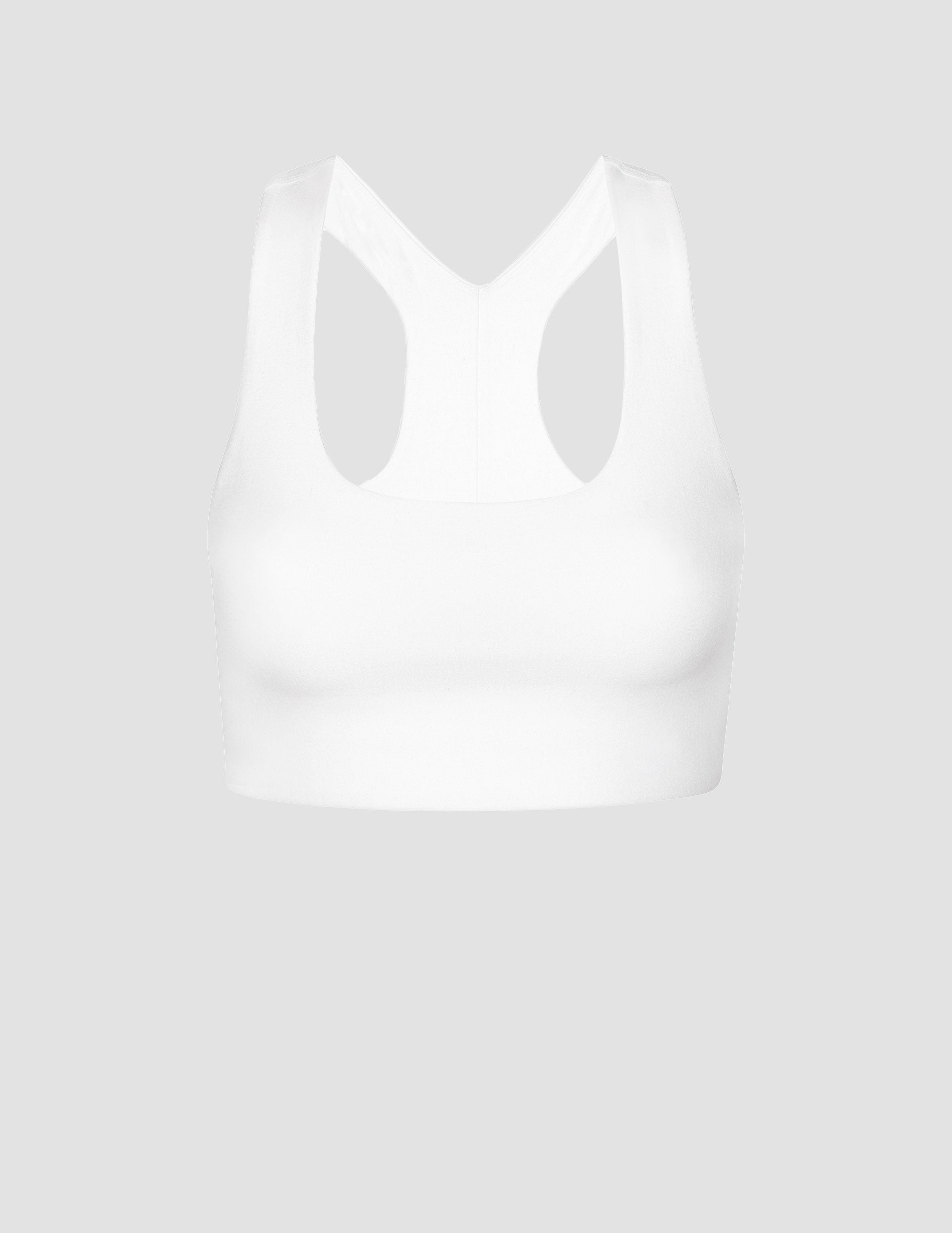Cloud White Spacedye Simplicity Long Line Racerback Bra – Ultra Comfortable Medium Support
