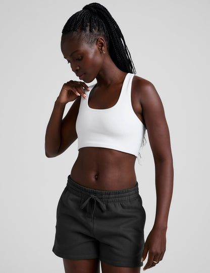 Cloud White Spacedye Simplicity Long Line Racerback Bra – Ultra Comfortable Medium Support