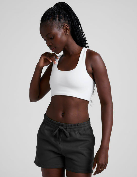 Cloud White Spacedye Simplicity Long Line Racerback Bra – Ultra Comfortable Medium Support