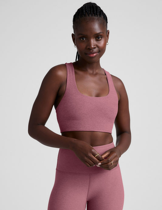 Beyond Yoga Spacedye Simplicity Long Line Bra 2.0: Comfortable Orchid Blossom Racerback Support