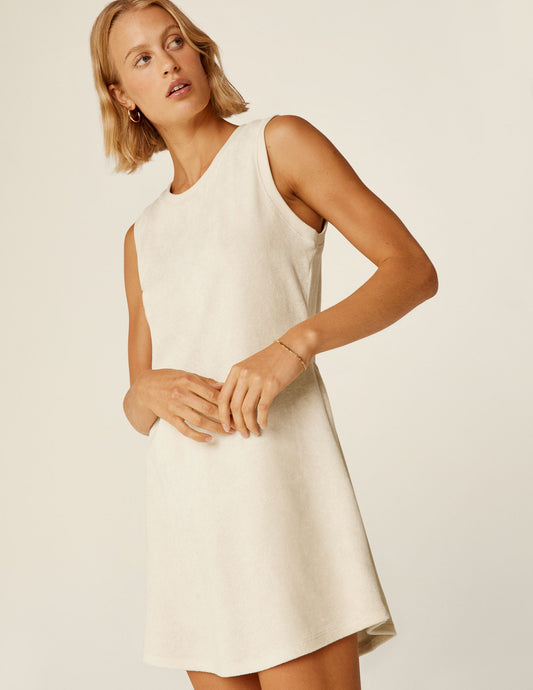 Effortless Terry Cloth Mini Dress with Cinched Back for Relaxed Style