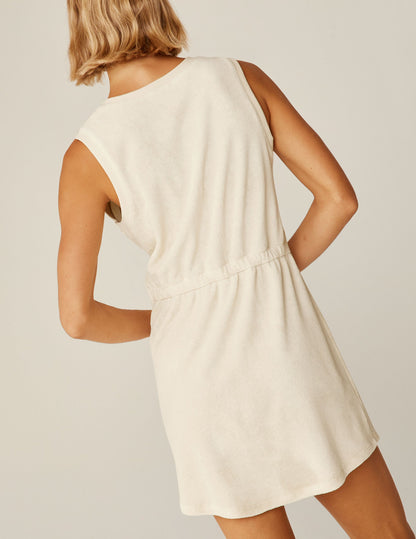 Effortless Terry Cloth Mini Dress with Cinched Back for Relaxed Style