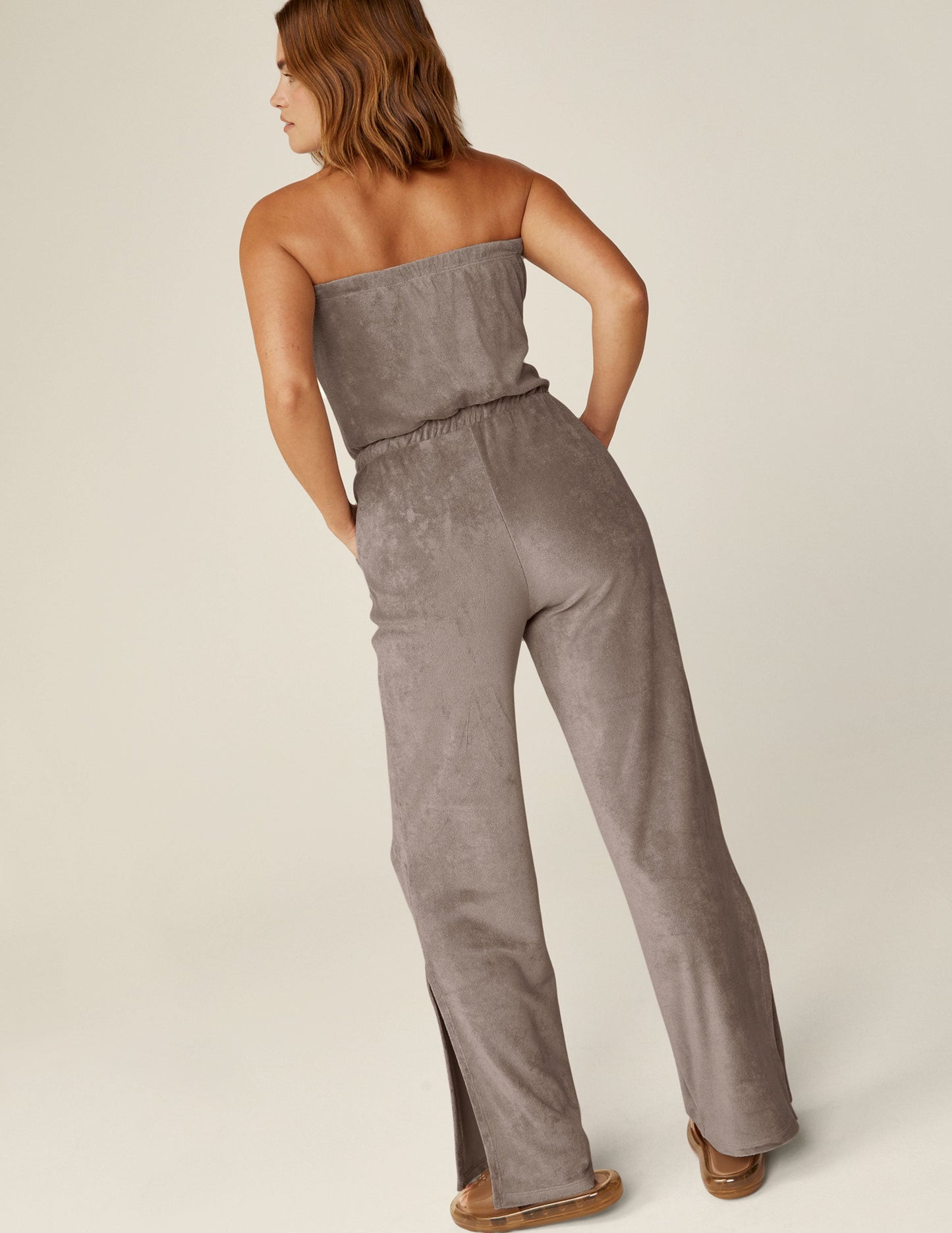 Luxurious Birch Terry Strapless Jumpsuit: Relaxed Fit, Effortless Vacation Style