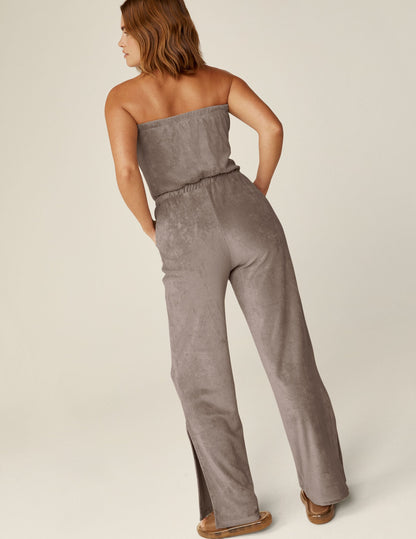 Luxurious Birch Terry Strapless Jumpsuit: Relaxed Fit, Effortless Vacation Style