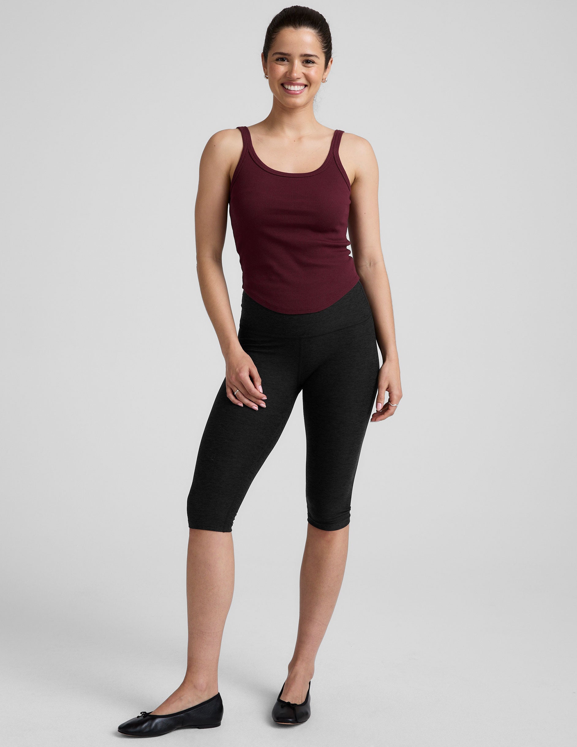 Ribbed Tank Top: Scoop Neck, Built-in Bra, Moisture-Wicking Comfort