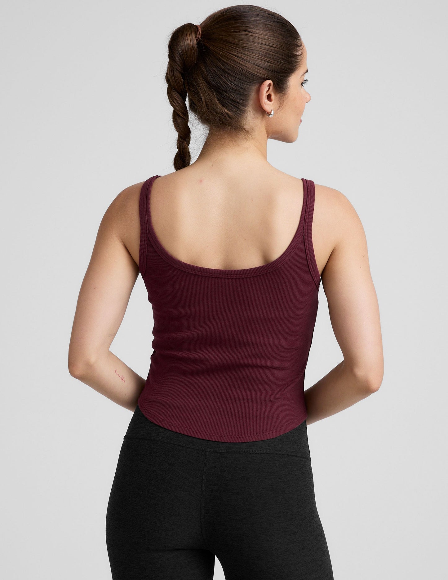 Ribbed Tank Top: Scoop Neck, Built-in Bra, Moisture-Wicking Comfort