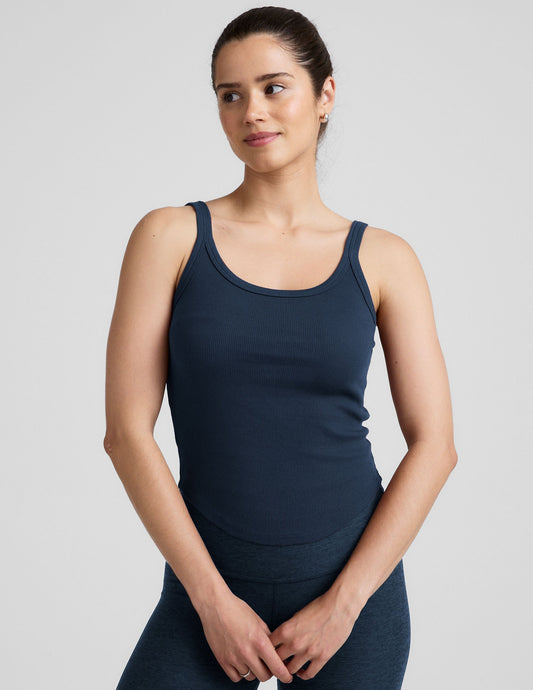 Classic Ribbed Scoop Neck Tank Top: Built-in Bra, Moisture-Wicking Comfort