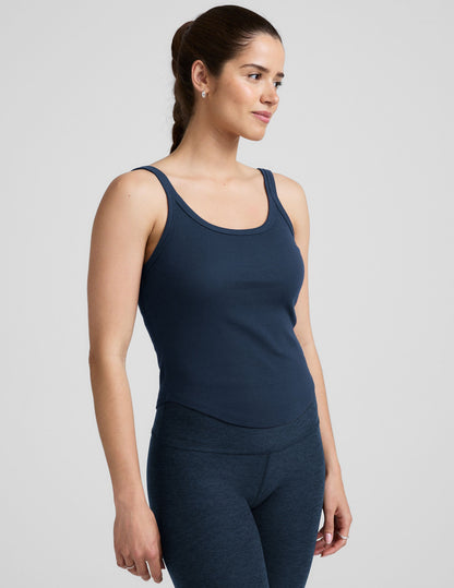Classic Ribbed Scoop Neck Tank Top: Built-in Bra, Moisture-Wicking Comfort