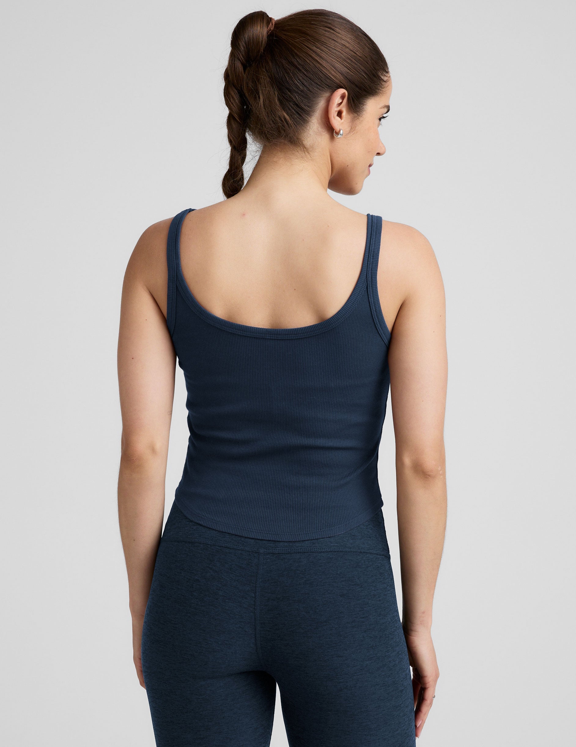 Classic Ribbed Scoop Neck Tank Top: Built-in Bra, Moisture-Wicking Comfort