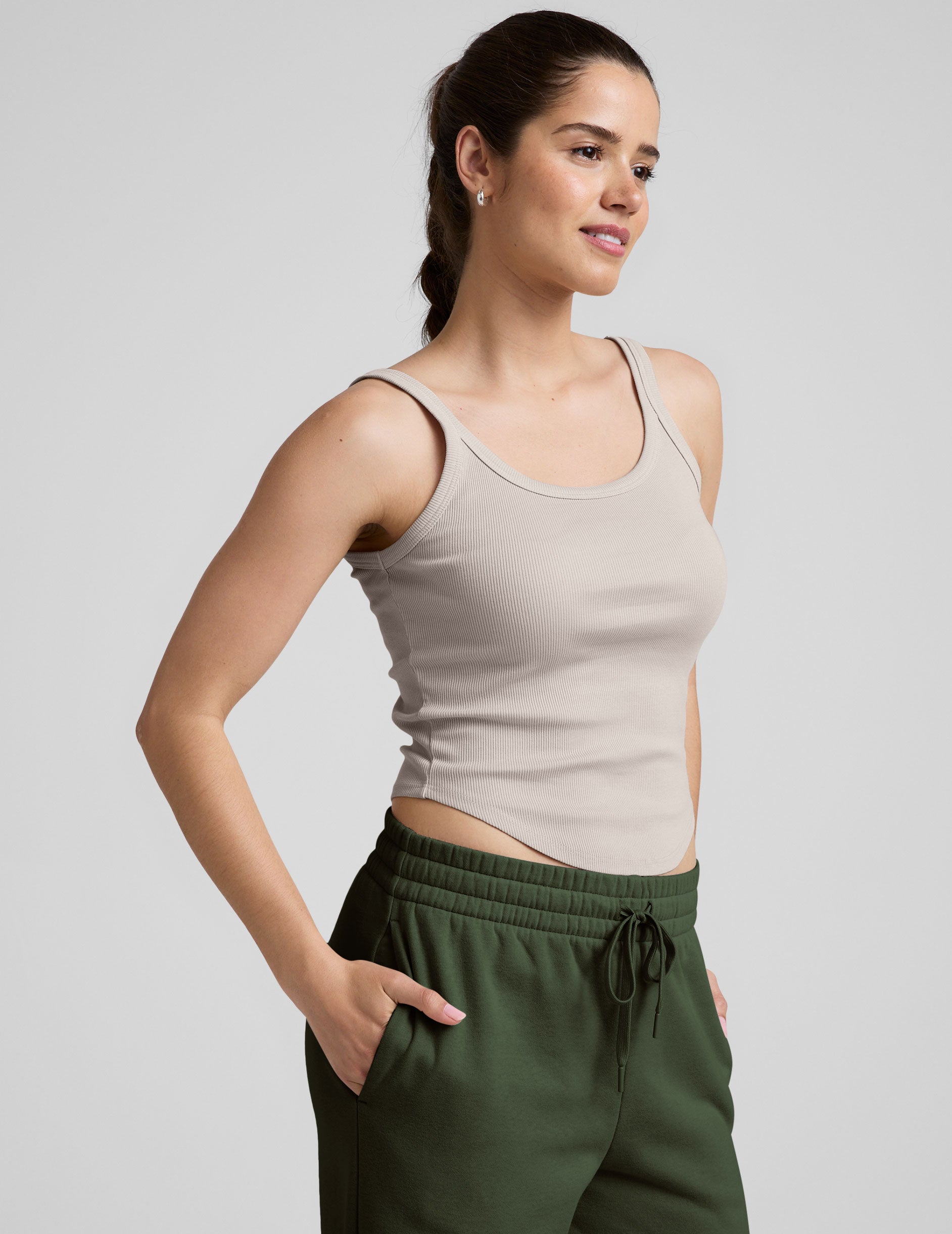 Beyond Yoga Ribbed Classic Scoop Neck Tank Top, Built-in Bra Comfort