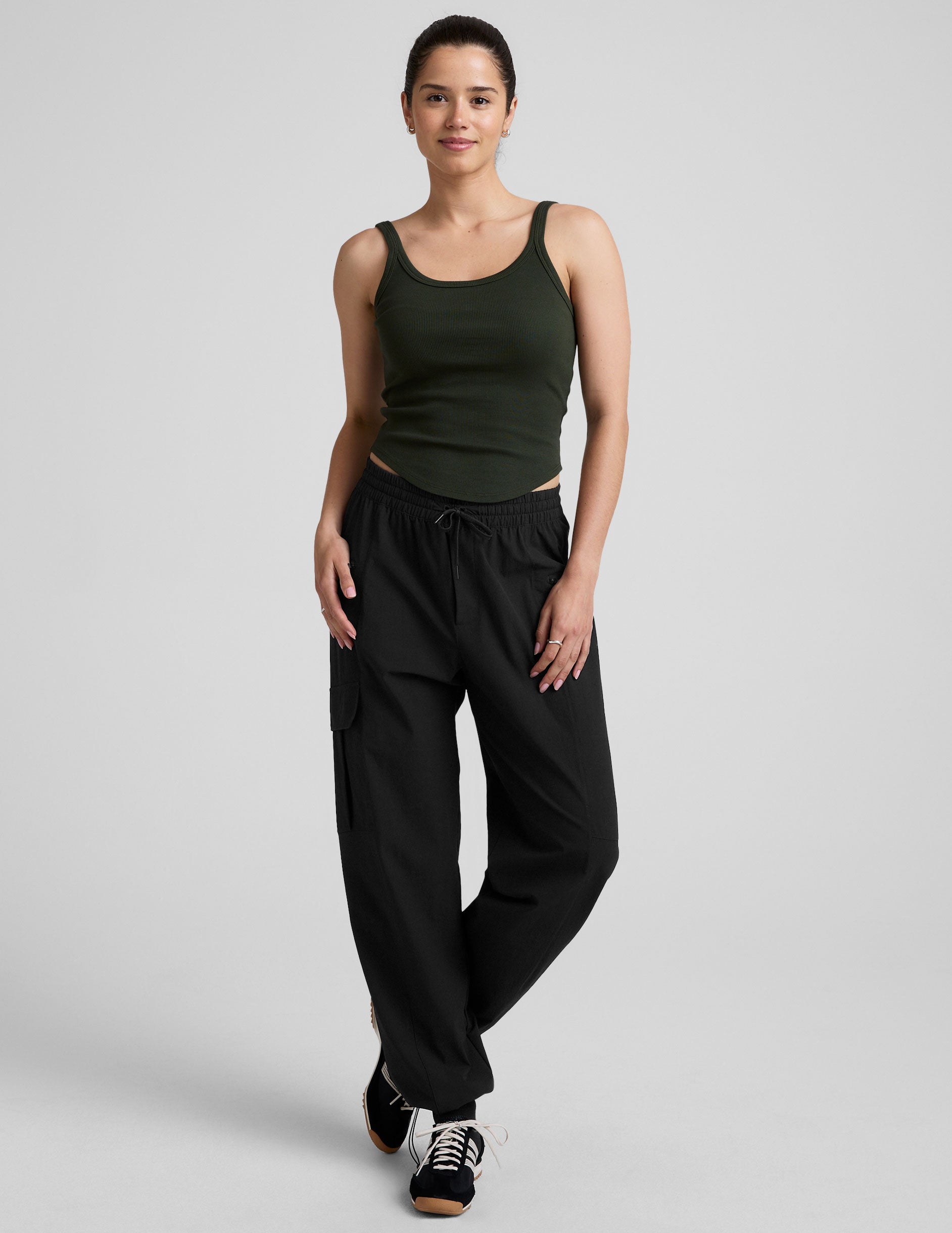 Beyond Yoga Women's Ribbed Scoop Neck Tank Top with Built-in Bra, Moisture-Wicking