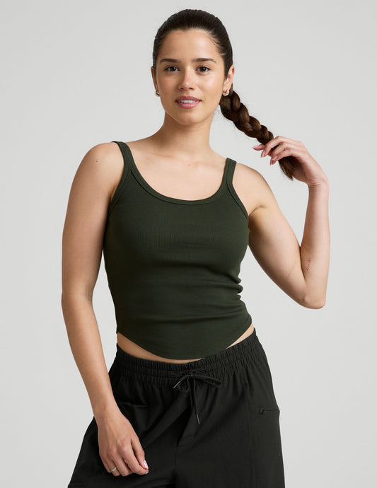 Beyond Yoga Women's Ribbed Scoop Neck Tank Top with Built-in Bra, Moisture-Wicking
