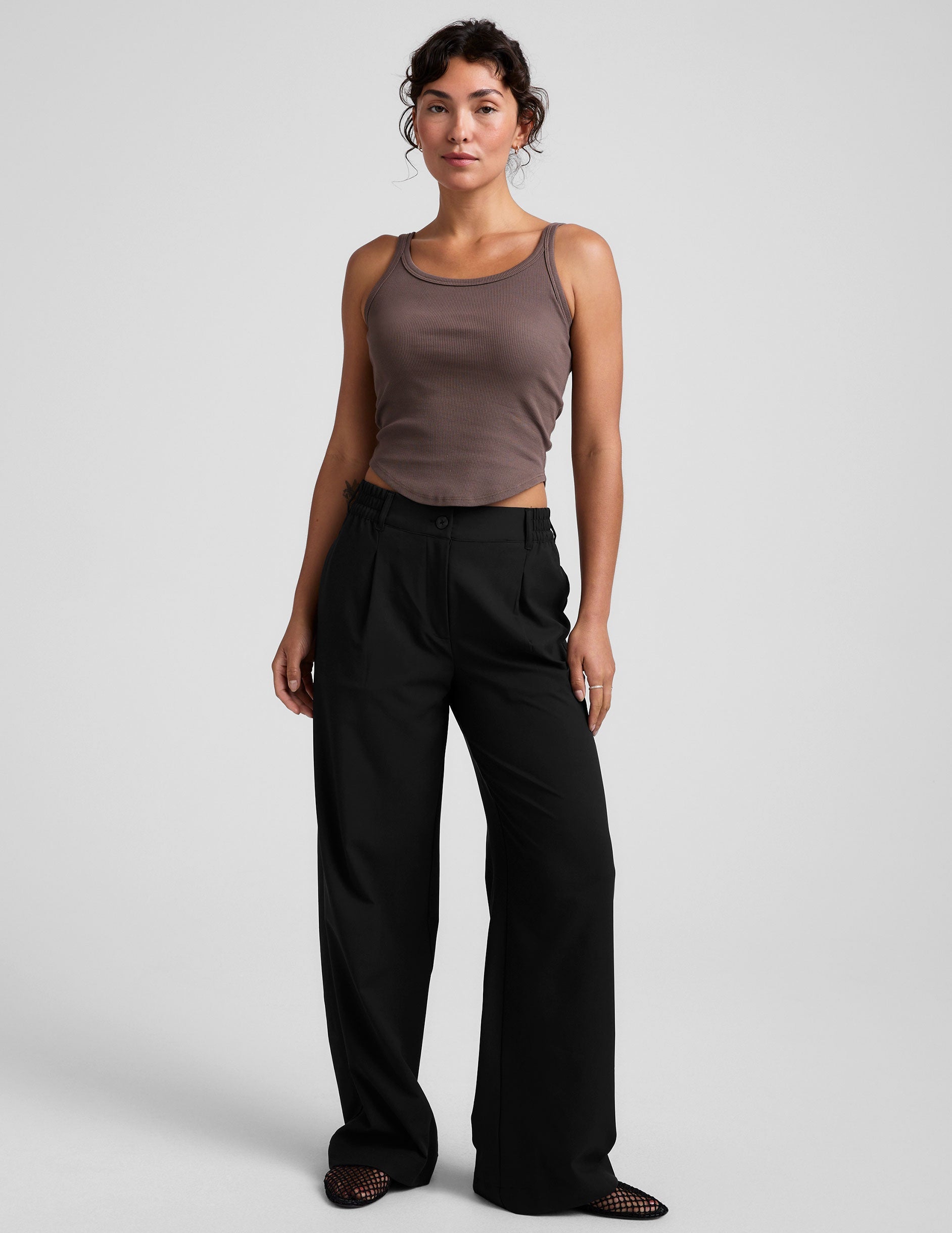 Ultra-Comfort Ribbed Scoop Neck Tank Top with Built-in Bra, Moisture-Wicking