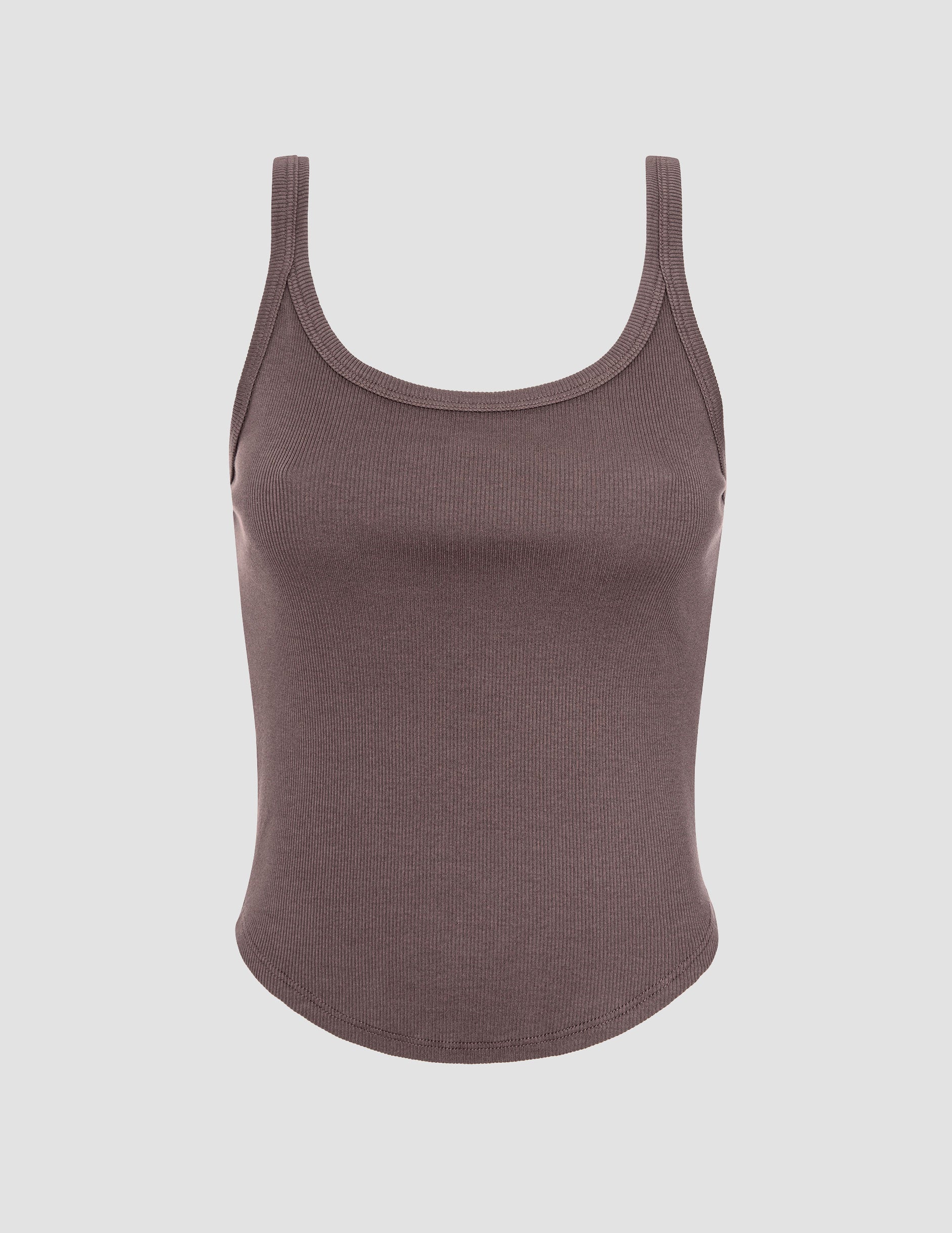 Ultra-Comfort Ribbed Scoop Neck Tank Top with Built-in Bra, Moisture-Wicking