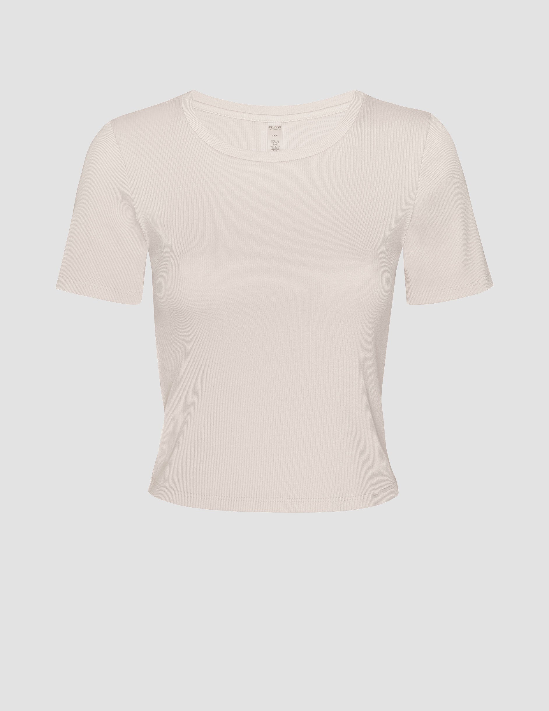 Soft Ribbed Crop Baby Tee: Comfortable Scoop Neck Short Sleeve Top