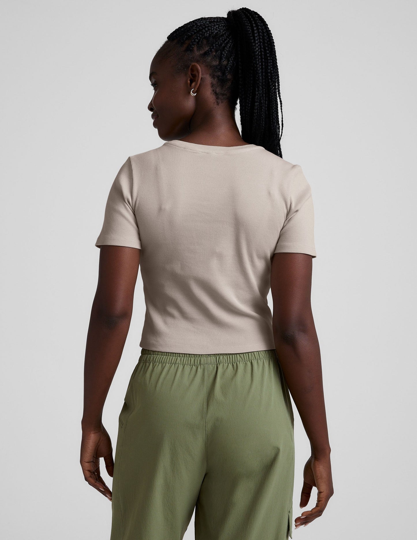 Soft Ribbed Crop Baby Tee: Comfortable Scoop Neck Short Sleeve Top