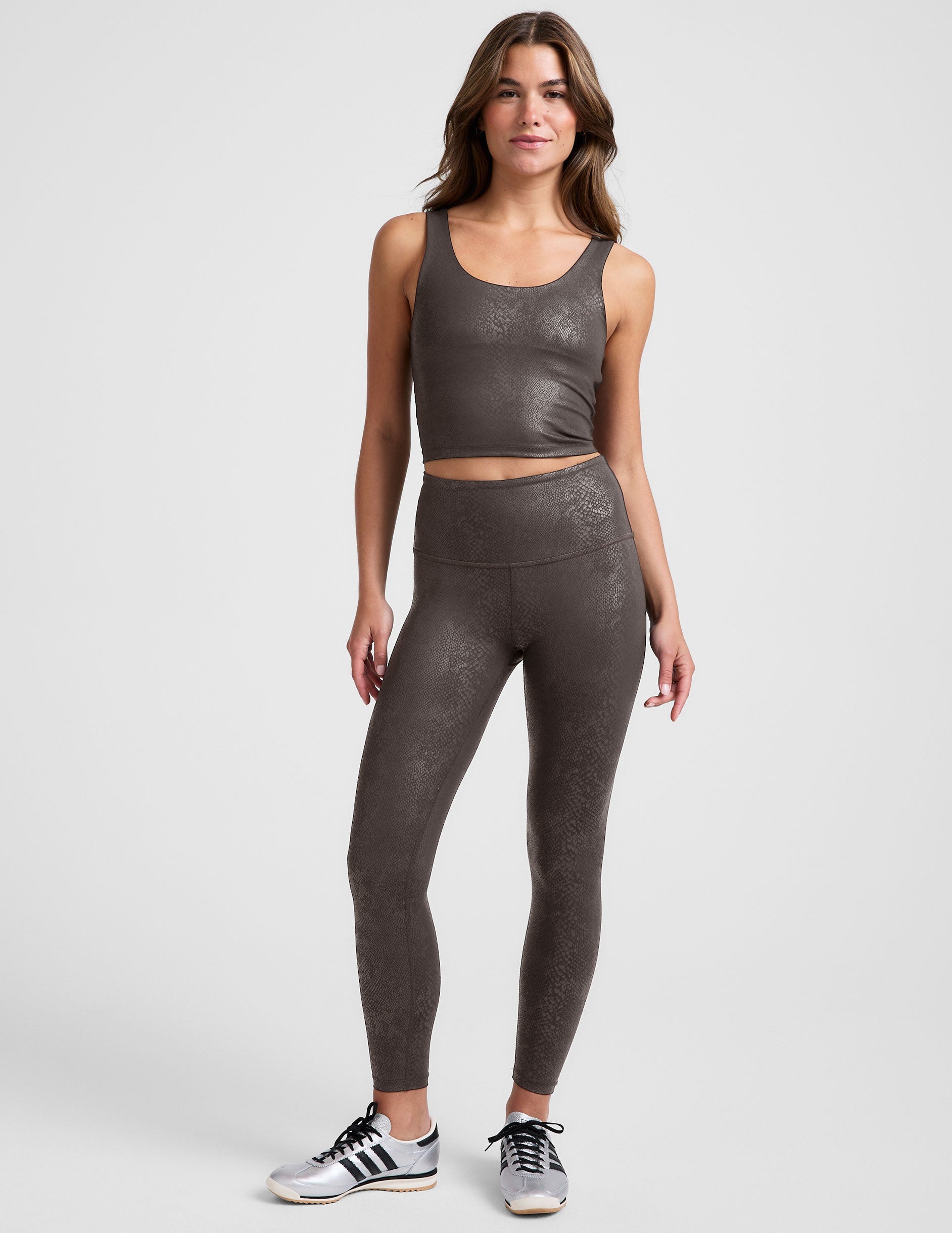 PowerShine Viper Print Cropped Tank: Built-in Bra, Scoop Neck, Stylish Active Top